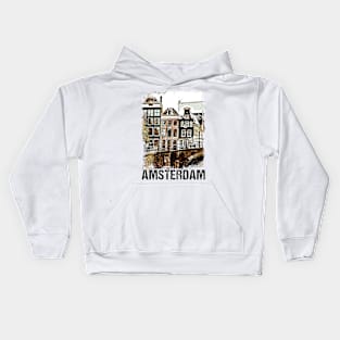 Amsterdam Holland Vintage Travel Poster Retro Postcard Art Style Kids Hoodie